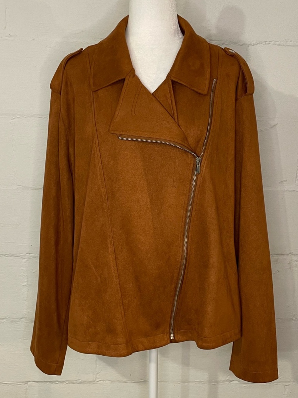 LC Lauren Conrad Rust Brown Suede Asymmetrical Zip Jacket
